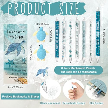 AmazingSpark 30 Sets Back to School Pencils Inspirational Turtle Pencil Gifts Bulk 6 Styles 0.7 mm Mechanical Pencils with Erasers Positive Cards for for School Student Teacher Nurse Staff - style: Turtle