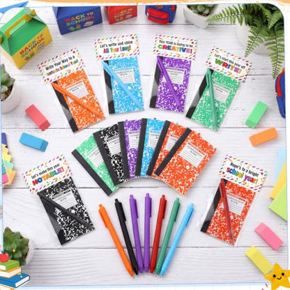 24 Sets Mini Composition Notebook and Ballpoint Pen Bulk Back to School Gifts 3.4 x 4.7'' Small Pocket Notebooks Marble Memo Notepad with Bag for Classroom Reward Student Teacher