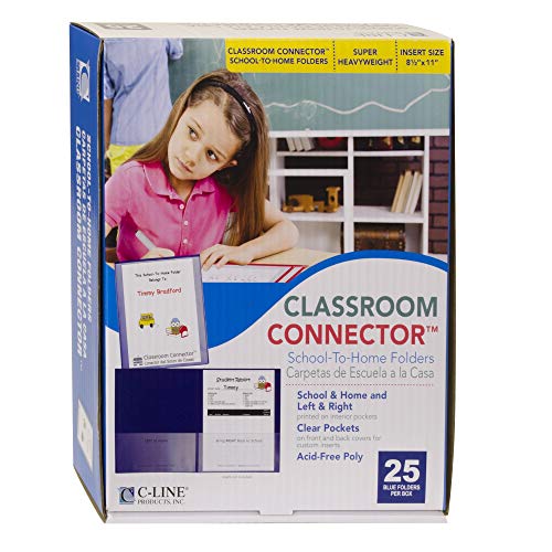 C-Line Classroom Connector School-to-Home Folders, Blue, 25 per Box (32005) - size: Box of 25