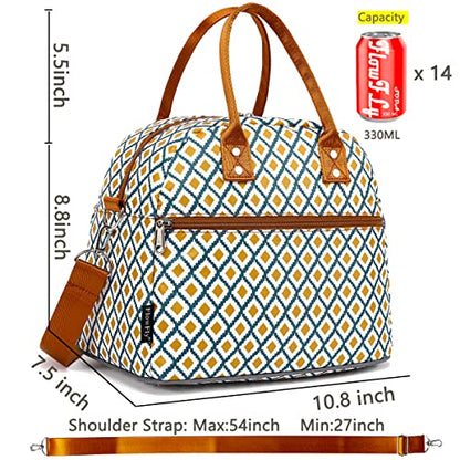 FlowFly Insulated Lunch Bag With Shoulder Strap for Women, Men, and Kids, Large and Reusable, Handle, Freezable Work and School Travel Tote and Meal Prep Organizer,Square - color: Square