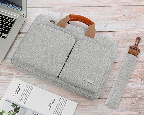 Lacdo 360° Protective Laptop Shoulder Bag, 15-15.6 inch Laptop Sleeve Case for Acer HP Lenovo Dell ASUS Laptop, Acer Aspire, HP Pavilion, Dell Inspiron, Lenovo IdeaPad,ASUS ZenBook Computer Bag, Gray - color: Gray, size: 15.6 Inches