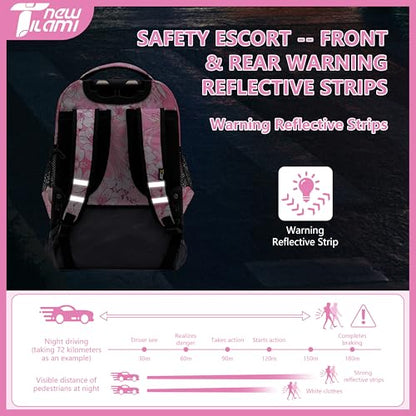 NEW TILAMI Girls & Boys Rolling Backpack - Moisture-Wicking, Adjustable Handle, Large Capacity, Perfect for School & Travel, Pink Flowers - color: Pink Flowers