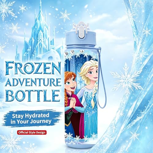 Cartoon Huntrix Water Bottle for Girls, 25oz Leak Proof with Straw Lid, Gifts for Girls (Frozen) - color: Frozen