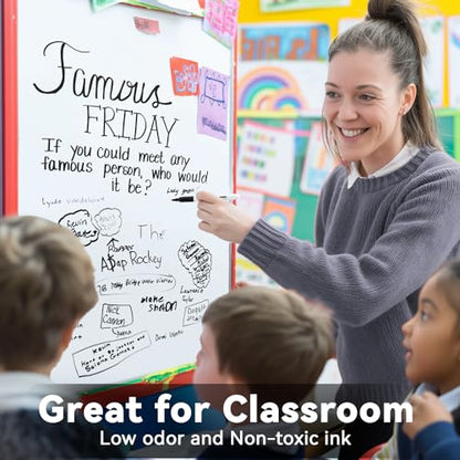 Dry Erase Markers Fine Tip - 24 Pack Fine Point Thin Black White Board Markers Bulk, Low Odor Whiteboard Markers for Office Classroom School White Board