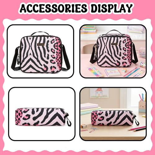 Rolling Backpacks for Kids Backpack for Girls with Lunch Bag Pencil Case 16.5" Kids Backpack with Wheels Roller Backpacks for Girls - color: Heifenaixin