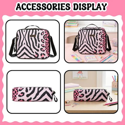 Rolling Backpacks for Kids Backpack for Girls with Lunch Bag Pencil Case 16.5" Kids Backpack with Wheels Roller Backpacks for Girls - color: Heifenaixin