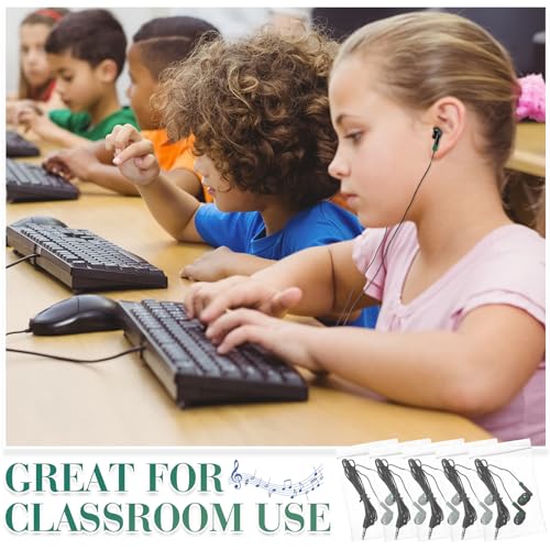Kanayu 50 Pack Wired Earbuds Bulk for Classroom Ear Headphones Wired Basic Student Earbuds No Microphone with 3.5mm Jack for Class Laptop School Library, Individually Bagged (Green) - color: Green