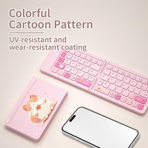 Foldable Compact Keyboard, Portable Bluetooth Keyboard with, Pocket-Sized Wireless Travel Keyboard, for iPad, iPhone, Smartphone, Tablet and Laptop
