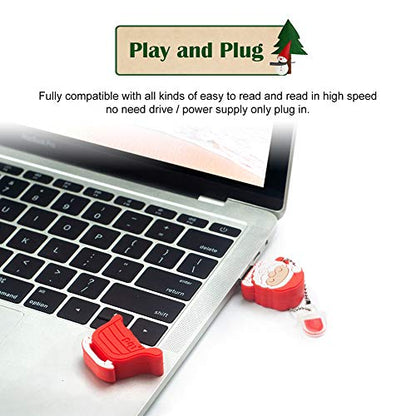 Christmas USB Flash Drive 16GB (5 Pack) New Year Gifts for Family and Friends, BorlterClamp Memory Stick of Santa Claus Christmas Tree Snowman Patterns Cute Thumb Drive - color: Christmas Pattern 16GB*5