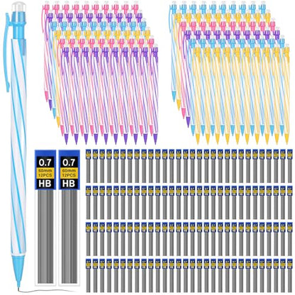 240 Pcs 0.7mm Mechanical Pencils Bulk Set Include Mechanical Pencil with Eraser HB Lead Refills for Art Office Classroom School Student Writing Drawing Sketching Supplies (Pastel) - color: Pastel
