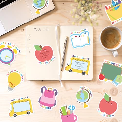 Xqumoi 30 Pack Back to School Sticky Notes - Blackboard Apple Book Globe Bus Shaped Self-Adhesive Writing Memo for Kids Teens Welcome Back Gift School Classroom Office Home Reminder Notepad Supplies - style: Back to School (Style 2)