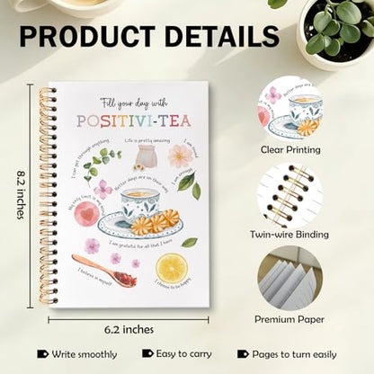 Mental Health Office Spiral Notebook Journal, Psychologist Therapist Gift Journal for Women,Positivi-Tea Journal, Therapy Notebooks for Note Taking, Gift for Therapist, 5.5 X 8.3 Inch - color: Tea