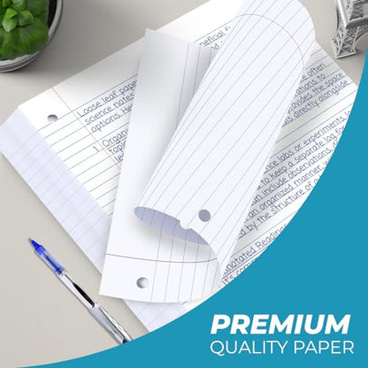 Rosmonde Loose Leaf Paper Bulk, 6750 Sheets, 45 Pack, College Ruled, 8 x 10.5", 150 Sheets/Pack, 3 Hole Punch, Bulk Notebook Paper, Filler Sheets, Fits Standard Binders, Fights Ink Bleed, White - color: College Ruled, size: 45 Pack (6750 Sheets)