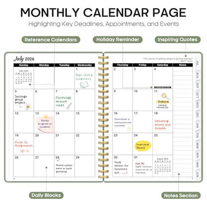 Planner 2026-2027, 8.5" x 11" Weekly and Monthly Academic Year Planner Calendar, July 2026 - June 2027, Hardcover Large School Planning Agenda With Tabs, Perfect for School & Office Supplies, A4, Green - color: A-Green, size: A4(8.5"x11")