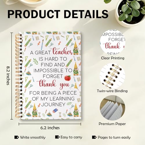 Teacher Appreciation Gifts Spiral Notebook Journal, Thank You Teacher of the Year Gifts for Teachers Journal for Notes Planning, Teachers Office Supplies, 5.5 X 8.3 Inch - color: Thank you03