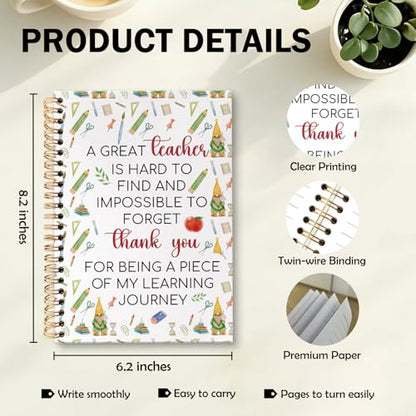 Teacher Appreciation Gifts Spiral Notebook Journal, Thank You Teacher of the Year Gifts for Teachers Journal for Notes Planning, Teachers Office Supplies, 5.5 X 8.3 Inch - color: Thank you03