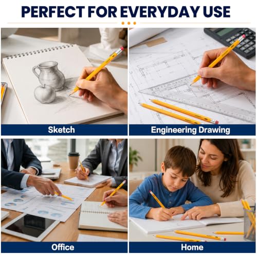 240 Pack #2 HB Pre-Sharpened Wood-Cased Graphite Pencils Bulk Pack with 24 Pencil Sharpeners and Top Erasers, for Writing, Drawing and Sketching, School, Classroom, Office & Standardized Testing (240)