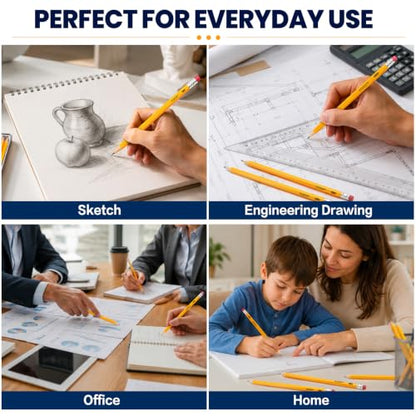 240 Pack #2 HB Pre-Sharpened Wood-Cased Graphite Pencils Bulk Pack with 24 Pencil Sharpeners and Top Erasers, for Writing, Drawing and Sketching, School, Classroom, Office & Standardized Testing (240)
