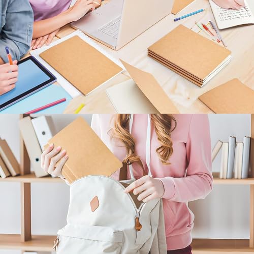 12 Pack A5 Blank Notebook Bulk Kraft Cover Travel Journals Composition Diary Subject Notebooks Planner 60 Pages, 8.3”x 5.5” - style: 12pack Blank page