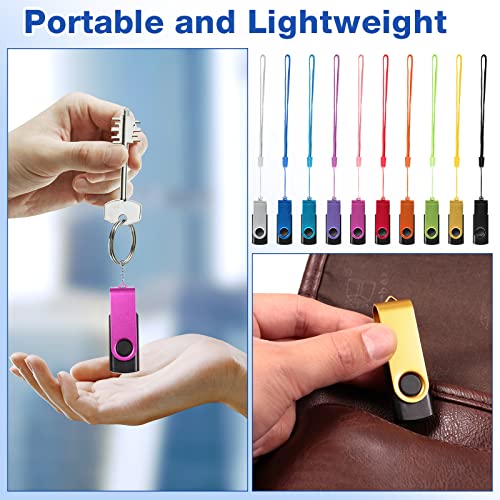 50 Pack 256MB USB 2.0 Flash Drives Bulk with Lanyards Portable USB Thumb Drives Swivel with LED Light Swivel Flash Drive for Office School Data Storage Backup