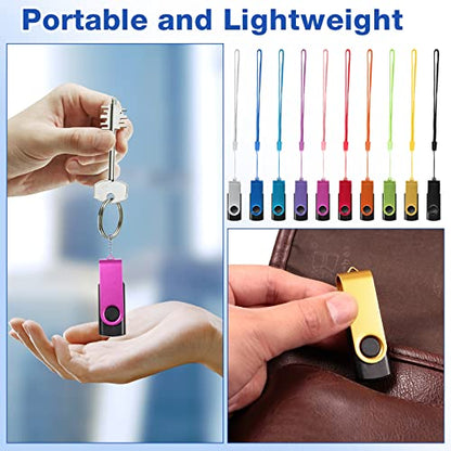 50 Pack 256MB USB 2.0 Flash Drives Bulk with Lanyards Portable USB Thumb Drives Swivel with LED Light Swivel Flash Drive for Office School Data Storage Backup