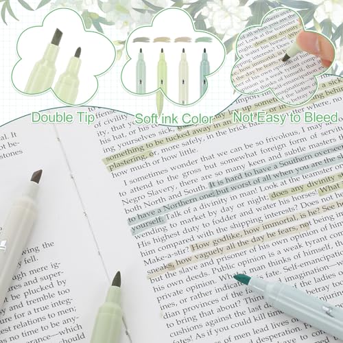 Eersida 74 Pcs Aesthetic School Supplies with Large Pencil Pouch 5 Ink Gel Pens 12 Highlighters 6 Mechanical Pencils 0.5mm 9 Color Pens 4 Note Pads Set for Student Stationary (Green,Nature Style) - color: Green, style: Nature Style