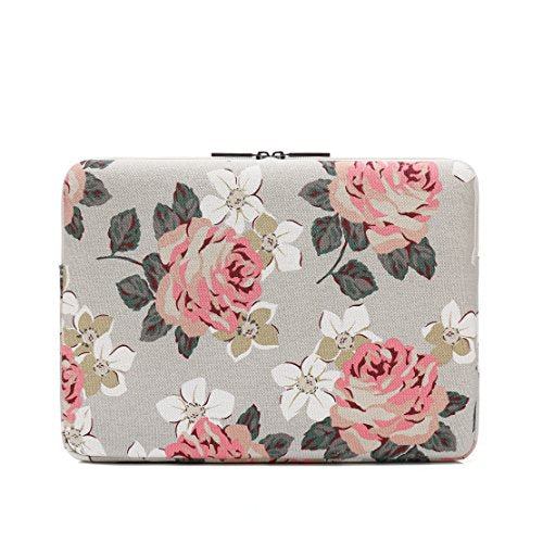 Canvaslife Pink Rose Pattern 13 inch Canvas Laptop Sleeve with Pocket 13 inch 13.3 inch Laptop 13 case13 Sleeve - color: Pink Rose, size: 13 inch/13.3 inch