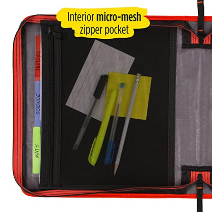 Five Star Zipper Binder, 2 Inch 3-Ring Binder with Removable File Folders, 530 Sheet Capacity, Red/Black (29036CE8)