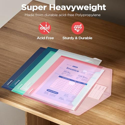 Sooez 10Pack Plastic Envelopes, Plastic File Folders, Clear Folders for Documents Trendy Colors, Super Heavyweight Document Holders, Storage Pouches, File Envelopes for School Office Supplies - style: Trendy/A4