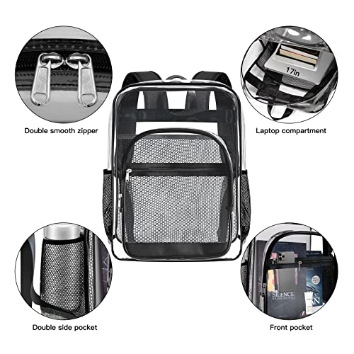 Clear Backpack,Sturdy Shape Heavy Duty Large Clear Backpack - color: B-clear