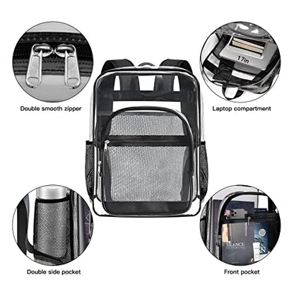 Clear Backpack,Sturdy Shape Heavy Duty Large Clear Backpack - color: B-clear