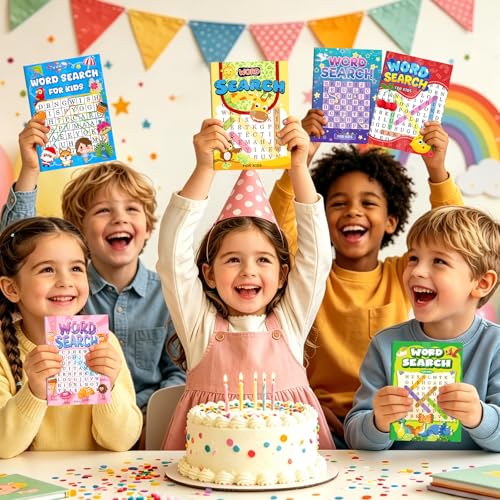 Elfew 20 Pack Bulk Small Word Search Puzzle Books for Kids Ages 4-8 8-10 | Over 2500+ Words, Answer Keys Included, Educational Vocabulary Activity Workbooks, Travel Screen Free Learning Games - style: 20 Word Search Book