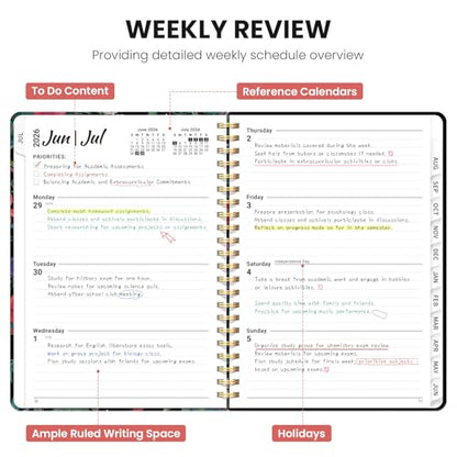 Planner 2026-2027, Academic Planner Weekly and Monthly, Jul 2026 - Jun 2027, Spiral Bound School Planning Tool with Tabs and Pocket, Perfect for Students & Teacher, 6.3" x 8.5", Hummingbird - color: G-Hummingbird, size: 6.3"x8.5" (A5)
