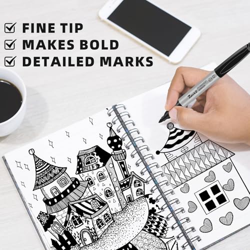 7-ack Fine Point Permanent Markers Bulk Black, 18 Count, Fine Tip, Waterproof & Fade-Resistant Ink, No Smudge, Quick Drying, Writing on Paper, Plastic, Metal, Glass for Home, Office, School