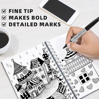 7-ack Fine Point Permanent Markers Bulk Black, 18 Count, Fine Tip, Waterproof & Fade-Resistant Ink, No Smudge, Quick Drying, Writing on Paper, Plastic, Metal, Glass for Home, Office, School