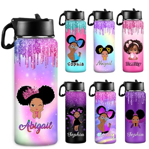 Personalized Water Bottles for Girl, Customized Stainless Steel Sports Waterbottle with Name, Double Wall Vacuum Insulated Travel Cup for School Holiday Camping Picnic - color: Color 10