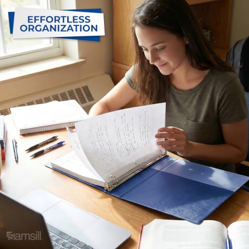 Samsill Economy 1.5 Inch 3 Ring Binder Round Ring Binder, Non-Stick Customizable Cover, Dark Blue (18502) - color: Blue, size: 1-Pack, style: 1.5-Inch