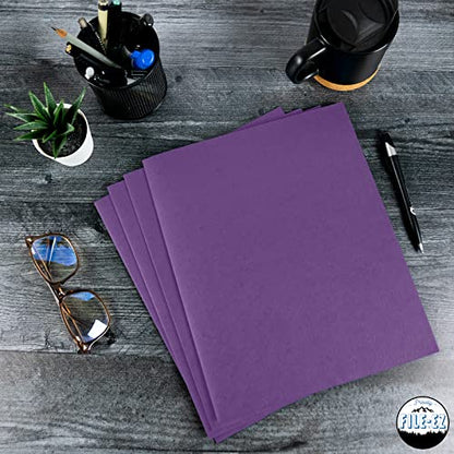 FILE-EZ Two-Pocket Folders, Purple, 25-Pack, Textured Paper, Letter Size (EZ-32545) - color: Purple, size: 25 Folders