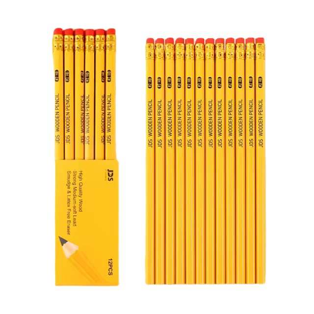 Pencils #2 HB Lead Woodcased Yellow Non Sharpened Hexagonal Shape Best For Schools Offices Teachers And Students Pack Of 12 Extra Strong Pencils With Eraser