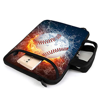 AMARY 13" 13.3" laptop sleeve chromebook case adjustable shoulder strap with handle accessory pocket (Baseball) - color: Baseball