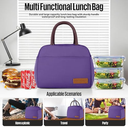 douyadady Lunch Bag Women/Men Lunch Box Women/Men (Dark purple) | Spacious Lightweight Waterproof Sturdy Durable Great Value For Office Work School Picnic Travel - color: Dark Purple
