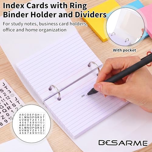 3x5 Index Card Holder Organizers Case Binder with Ring Dividers (Clear) | 100 Lined Page Plastic Index Card Organizer Case with Snap Closure for Study Recipe Flashcard Office School - color: White
