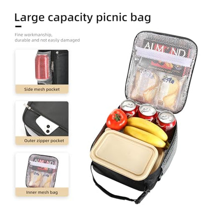 Lovoeo Lunch box Lunch bag for men women Insulated Lunchbox Lunch bags for Work Picnic Travel (Black) - color: Black