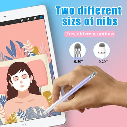 Bopomofo 2PCS Stylus Pen for Touchscreen,High Sensitivity & Precision | Metal Barrel,Fiber Tip,No Charging,Compatible with iPhone iPad Android Microsoft Surface Nintendo Switch Touch Screen - color: Purple/Blue
