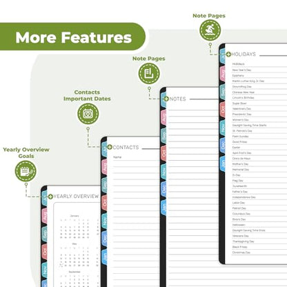 Vinspire 2026 Planner - Yearly, Monthly, and Weekly Planner 2026-2027 for Teachers & Students - Spiral US Academic Year Student Calendar Planners with Notes Pages 2026 Planner Weekly and Monthly - Small (Black, 6.3“×8.4”) - size: 6.3“×8.4”