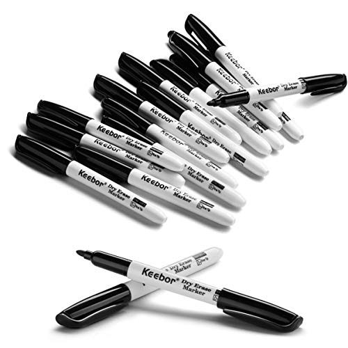 Keebor Fine Tip Dry Erase Markers, Black | Low-Odor | Non-Toxic, 16 Count White Board Dry Erase Markers, Office Supplies - color: Black, size: 1 Count (Pack of 16)