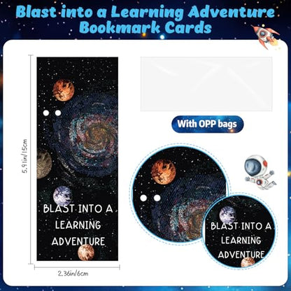 Dunzoom 30 Set Back to School Gifts Space Mechanical Pencil Bulk Blast into a Learning Adventure Bookmark Space Decor Refillable and Retractable Pencils for Back to School Supplies Teacher Student