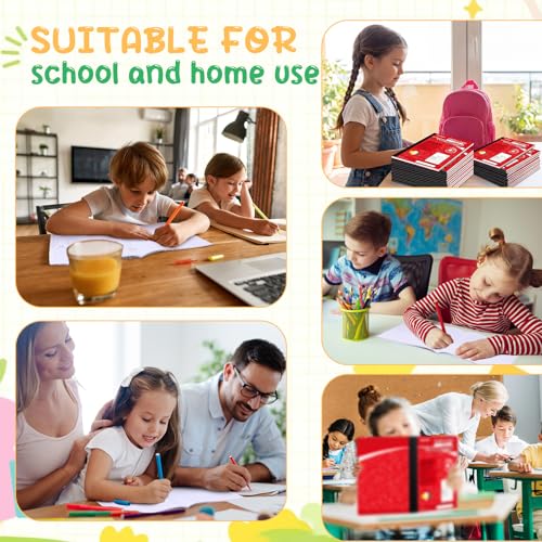 Fainne 30 Pack Primary Ruled Composition Notebook, Grade K-2 Journal 100 Pages, 7-1/2" x 9-3/4" Kindergarten Primary Drawing Story Notebook for Kids Drawing and Writing (Red) - color: Red