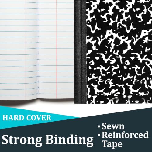 E-CLIPS USA Composition Notebooks Wide Ruled Composition Notebook Black Marble Composition Notebook 100 sheets 200 Pages (Black 48 Pack) - color: Black, size: 48 Pack