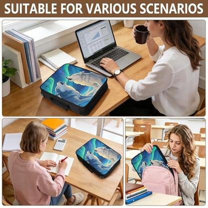 Heavy-Duty 3-Ring Binder Organizer Portfolio with 7-Pocket Expandable File Jacket Northern Lights Wolf Expandable Filing Folder with Mesh Storage Pouch